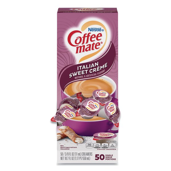 Coffee Mate Liquid Coffee Creamer, Italian Sweet Creme, 0.38 oz Mini Cups, PK50 5000084652